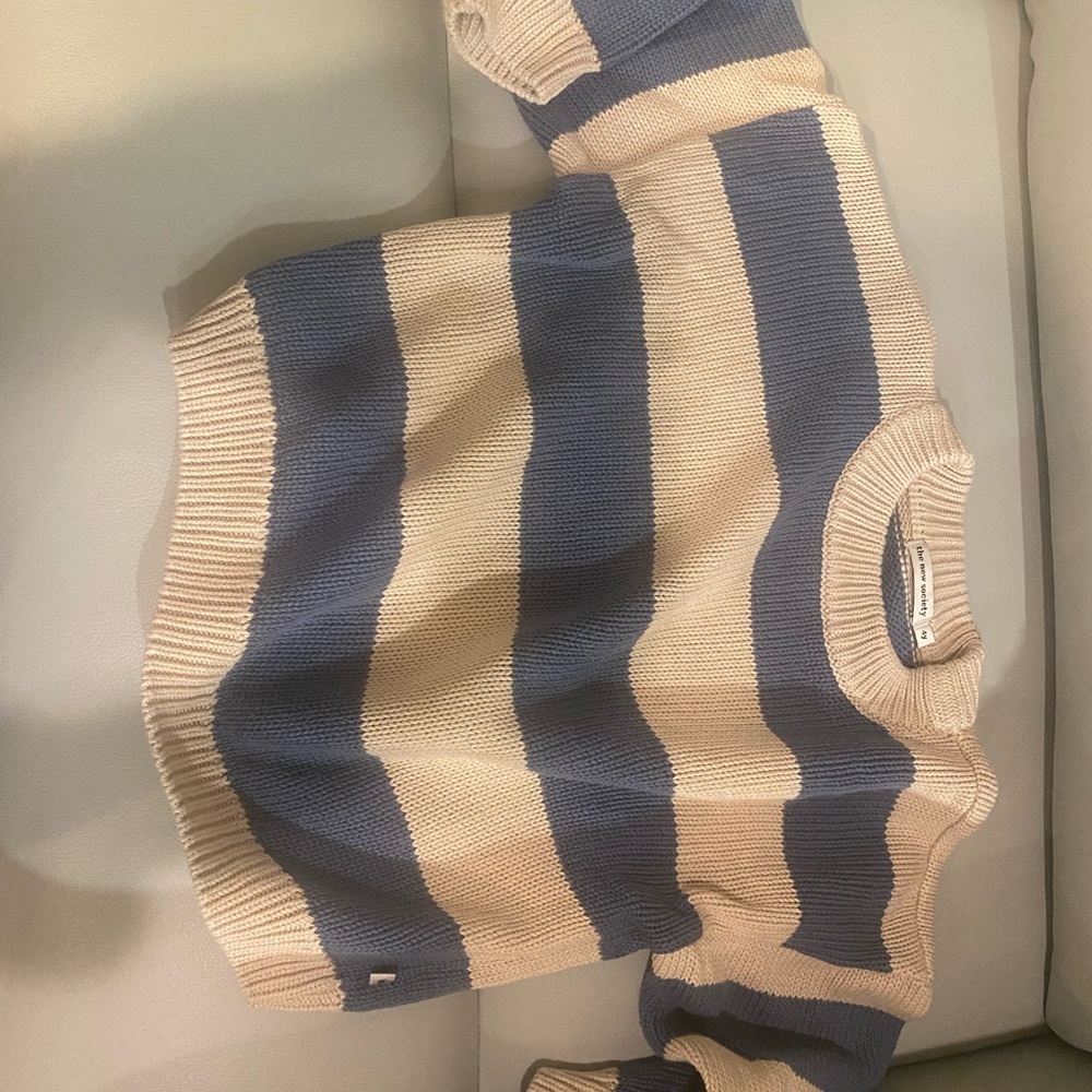 Striped Blue and Cream Kids Sweater